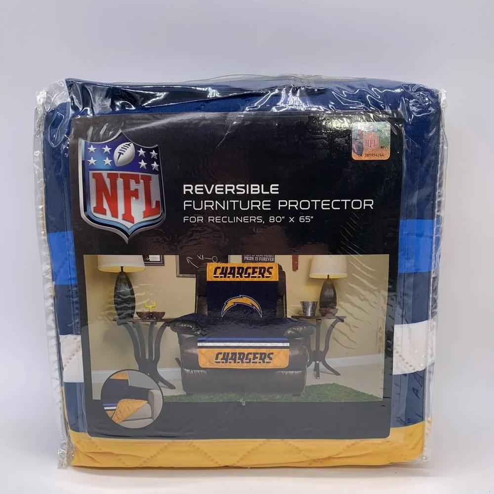 NFL LA Chargers GIFT Chair Cover Furniture Protector Reversible NEW Recliner